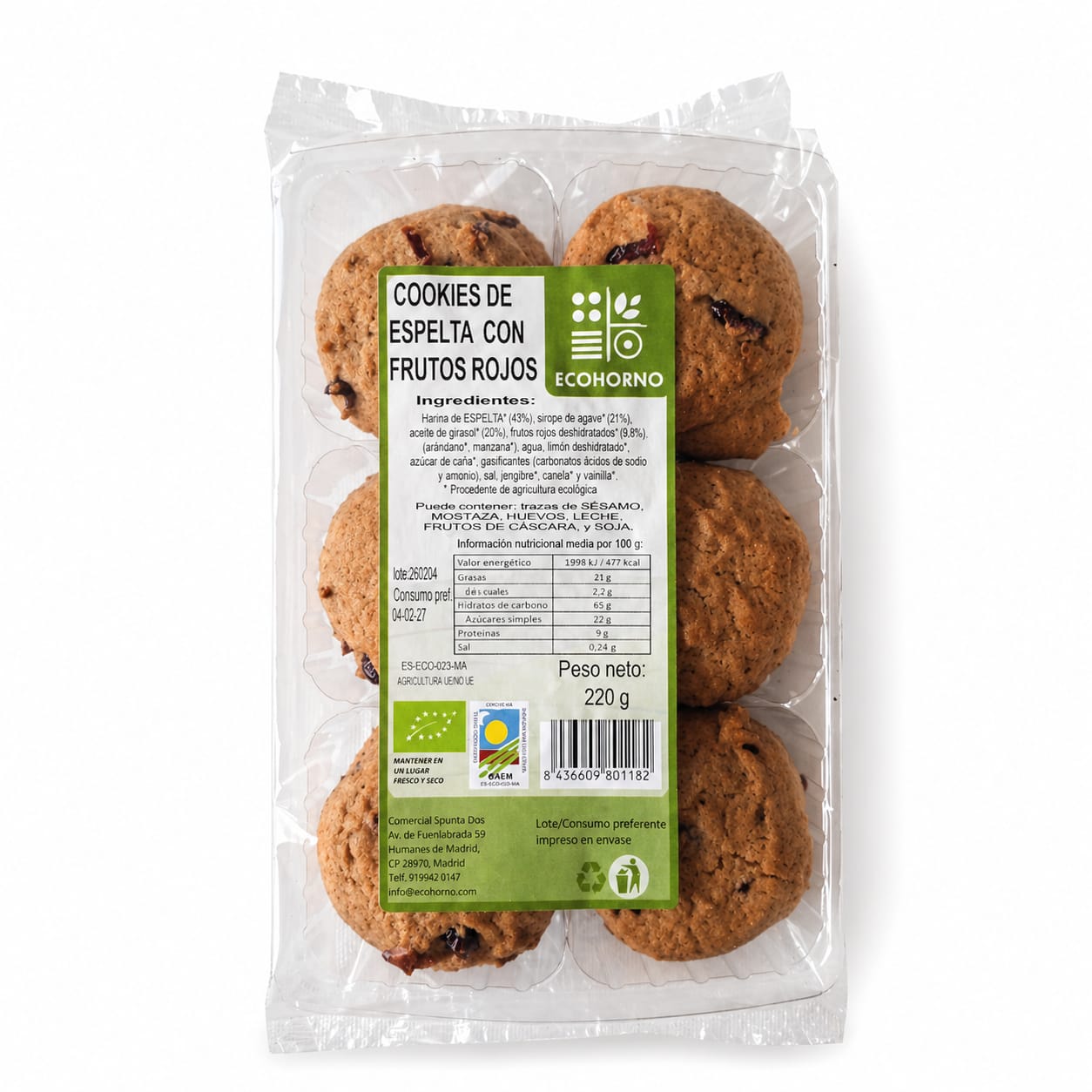 Cookies de espelta con frutos rojos